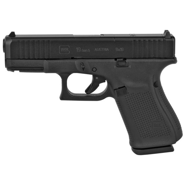 Glock G19 Gen 5 MOS Compact 9mm, 4" Barrel, Black, Fixed Sights, 15rd - Image 2