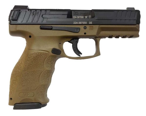 H&K VP9B, 9mm, 4.09" Barrel, Flat Dark Earth Frame, Black Slide, Night Sights, 17rd