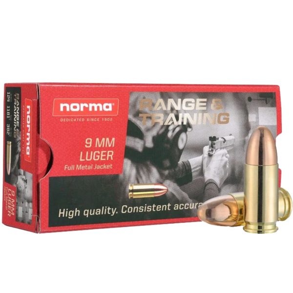 Norma Range & Training 9mm, 158gr, Total Metal Jacket, 50rd Box