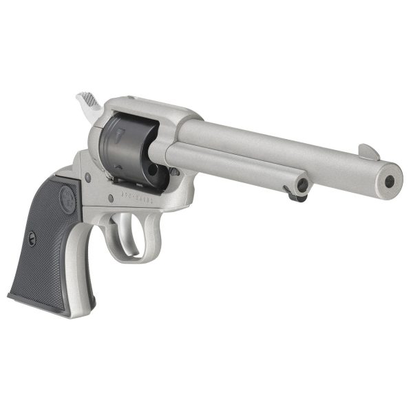 Ruger Wrangler 22 LR, 6.5" Barrel, Silver Cerakote, Checkered Grips, 6rd - Image 2