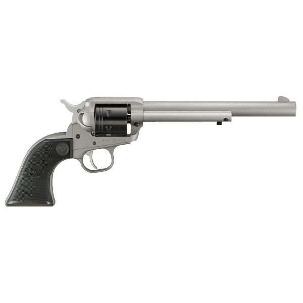 Ruger Wrangler .22 LR, 7.5" Barrel, Silver Cerakote, Black Checkered Grips, 6rd