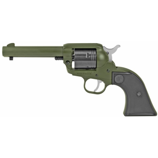 Ruger Wrangler 22 LR, 4.62" Barrel, Olive Drab Green Cerakote, Black Checkered Grip, 6rd - Image 2