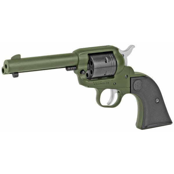 Ruger Wrangler 22 LR, 4.62" Barrel, Olive Drab Green Cerakote, Black Checkered Grip, 6rd - Image 3