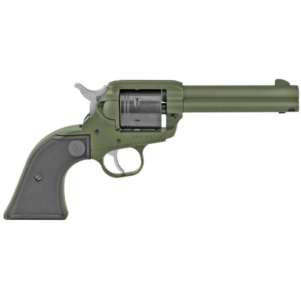 Ruger Wrangler 22 LR, 4.62" Barrel, Olive Drab Green Cerakote, Black Checkered Grip, 6rd