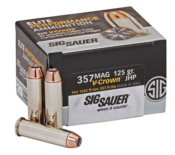 Sig Ammo 357 Magnum, 125gr, Elite V-Crown JHP, 20rd Box