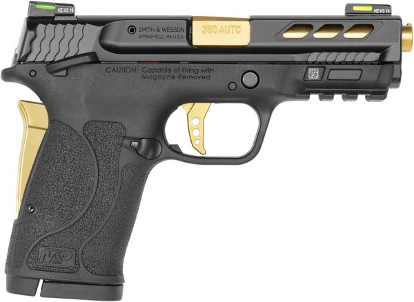 Smith & Wesson M&P Shield EZ M2.0 Performance Center 380 ACP, 3.8" Gold Barrel, Black, MA Compliant, 8rd