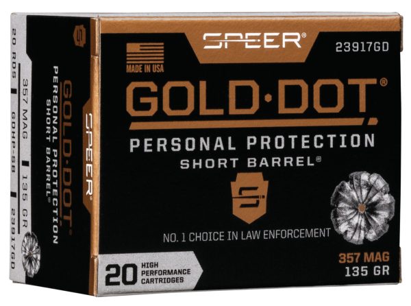 Speer Gold Dot Personal Protection .357 Mag, 135gr, Hollow Point Short Barrel, 20rd Box