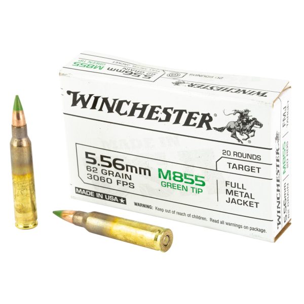 Winchester M855 5.56mm, 62gr, FMJ, Green Tip, 20Bx/50Cs - Image 2