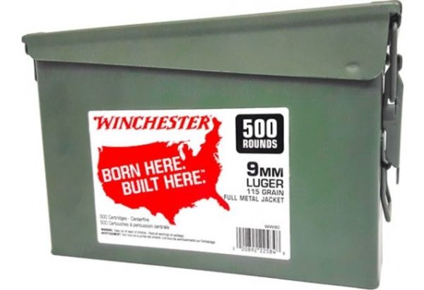 Winchesterchester Handgun Ammo 9mm 115gr, FMJ 500 Rounds per Can