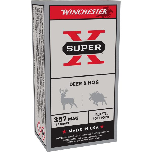 Winchester Super X 357 Magnum, 158gr, Jacketed Soft Point, 50rd Box